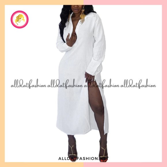 Shane Casual Plus Size Dresses Sexy V Neck Flowy Dress - Picture 2 of 3